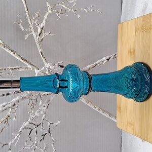 #ADO Vintage Avon Turquoise Blue Textured Glass Genie Style Bottle. #19